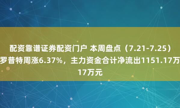配资靠谱证券配资门户 本周盘点（7.21-7.25）：罗普特周涨6.37%，主力资金合计净流出1151.17万元
